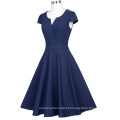 Belle Poque Retro Vintage 1950&#39;s Cap Sleeve Navy V-Neck Swing Party Dress BP000372-2